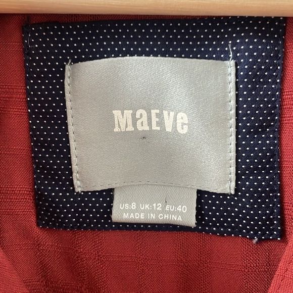 Maeve Anthropologie Bloomsbury Shirt Dress 8 Red Brown Rust Rayon Wrap Tie - Picture 7 of 13